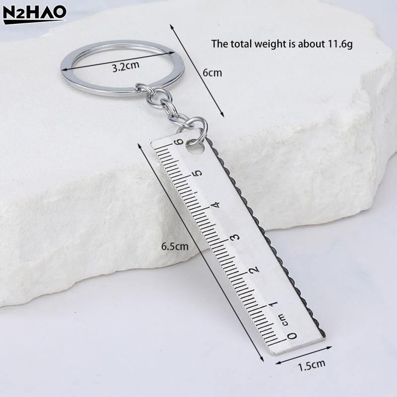 2PCS New Stainless Steel Mini Ruler With Keychain - Measuring Tool For Office And School Supplies (Anti-loss Measuring Ruler)