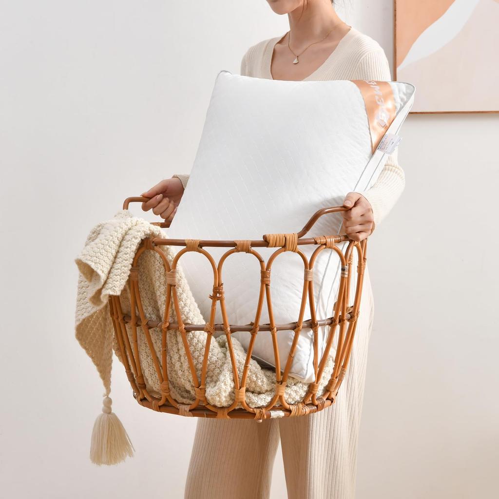 Hotel-quality Pillow with Two Pillowcases, Suitable for Side Sleepers, Breathable, Washable, 3D Construction, Gift Included (63 X 43 X 20 Cm, Navy)