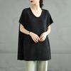 DIMANAF 2025 New Summer Plus Size Tops Tees Casual T-Shirt Women Short Sleeve Solid Loose Oversized