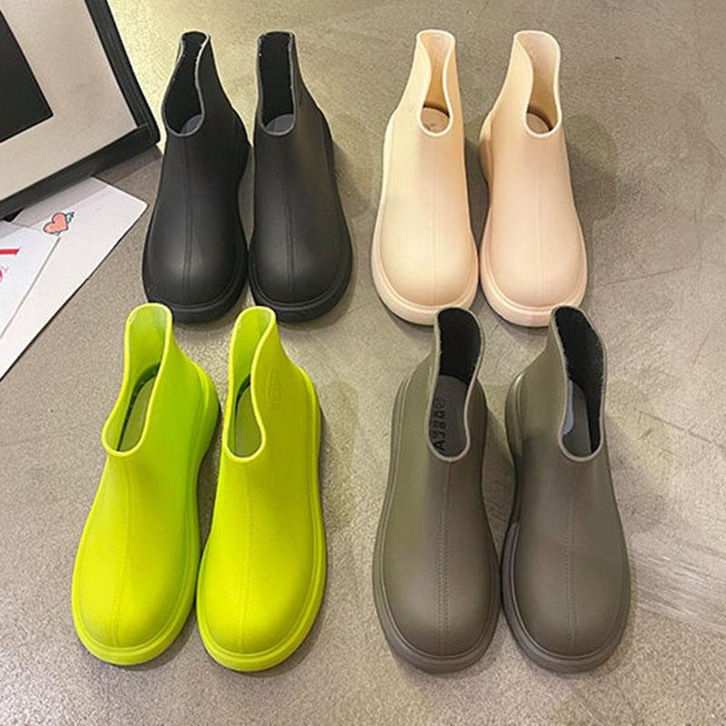 WTEMPO Chaussures de pluie à Tube court pour femmes, imperméables, couleur unie, cheville, à la mode, antidérapantes, pour l'extérieur, vente en gros, livraison directe