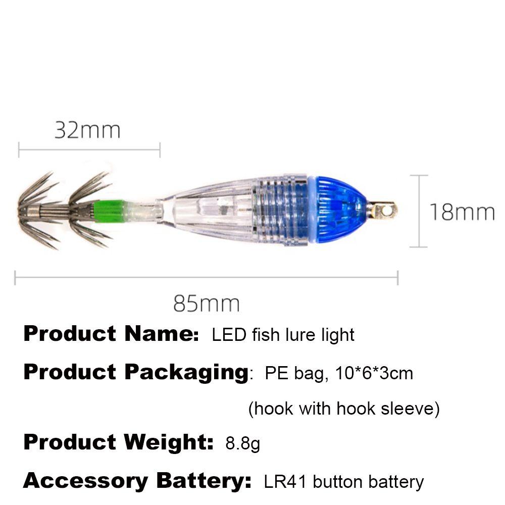 Diamond Shape Deep  Drop Underwater Fishing Squid LED Lure Light with hook Bass Spoon Flash Lamp