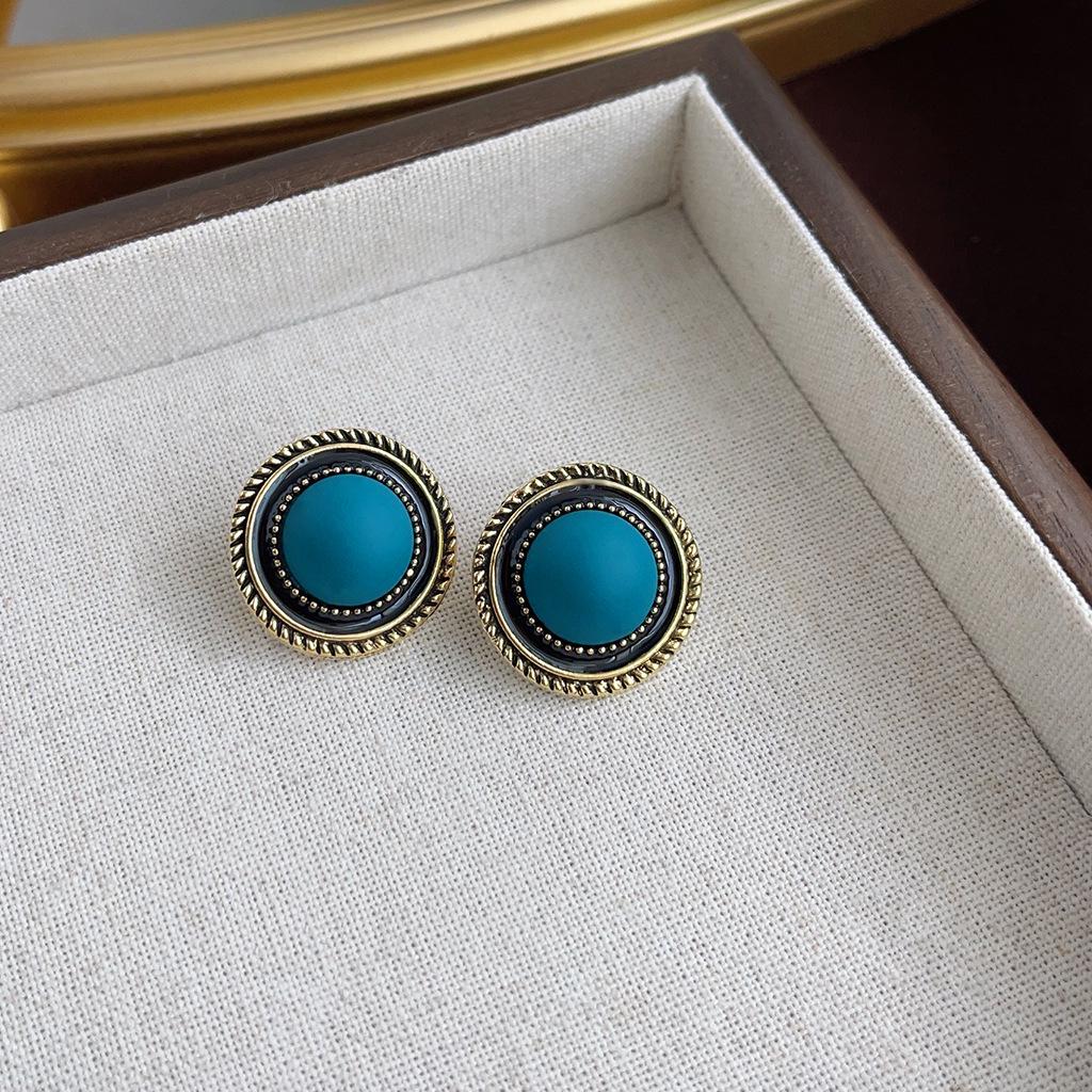 Boucles d'oreilles géométriques vintage en perles pour femmes - Style rétro de Hong Kong, luxe léger, sensation haut de gamme