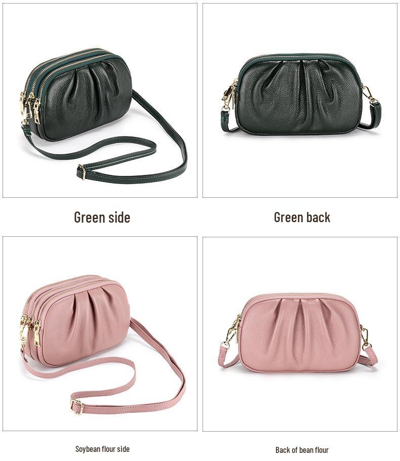 2026 Women's Genuine Leather Pleated Crossbody Bag – Versatile, Soft, Large Capacity, Fashionable Shoulder Bag