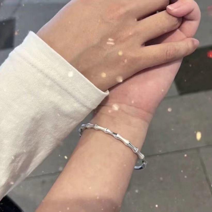 Couple Best Friend Bracelet Ins Style High Rise Versatile Hand Jewelry Bamboo Knot Bracelet Open Adjustable