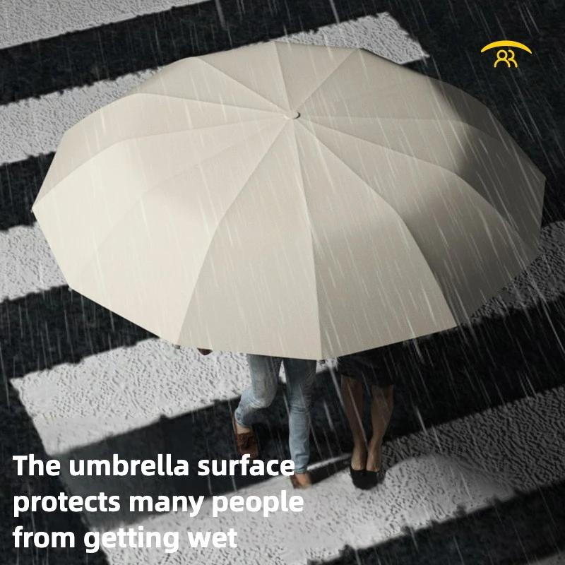 Windproof 72 Ribs Automatic Folding Umbrella, Thickened Vinyl UV UPF50+ Protection Parasol, Sun and Rain Dual-purpose Umbrellas