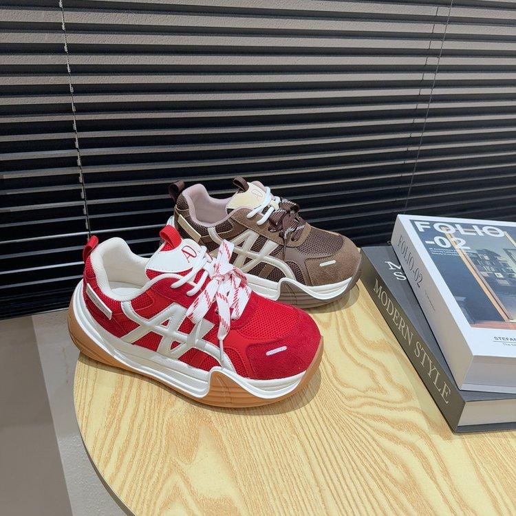 Leather Platform German Training Shoes Women's 2025 Autumn New Flat-soled Heightening Shoes Retro Running Casual Sports Forrest Gump Shoes