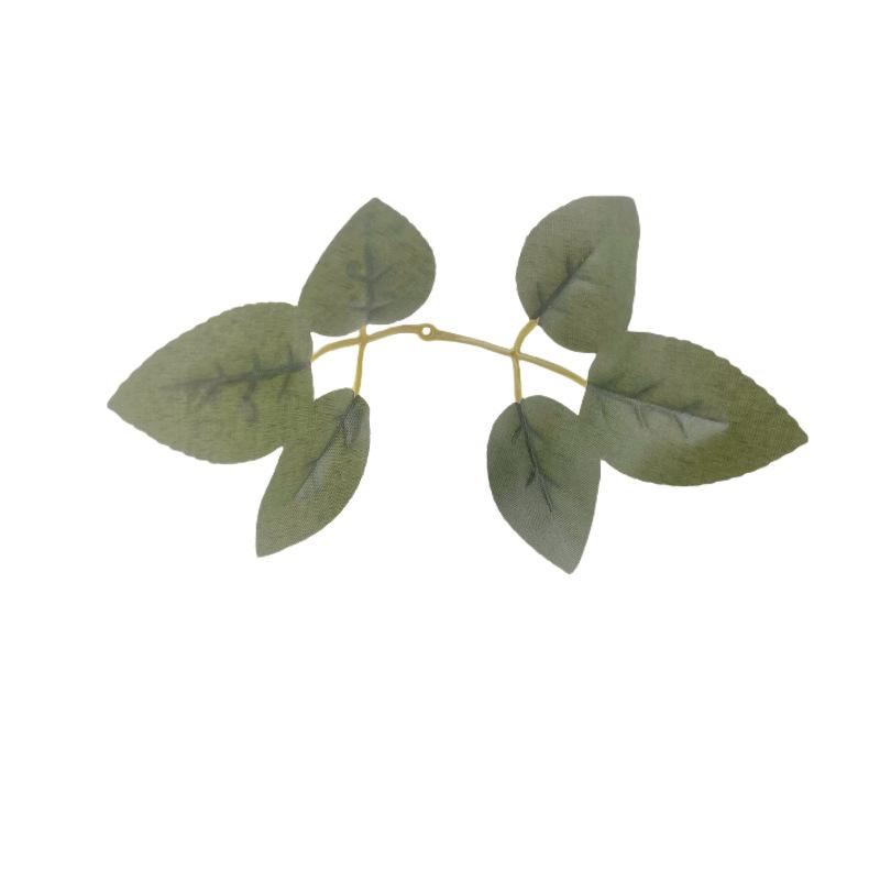 Direct Sales Simulated Leaf Silk Screen Printing Rose One-Piece Six-Leaf Green Plant Accessories Bundle Wall Decoration