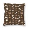 Love Dog Paws And Bones Pattern Throw Pillow Cover With Short Plush Print For Living Room Sofa Decoration Cushion Cover