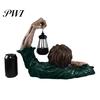 Halloween Zombie Lantern Ornament Spooky LED Light Resin Creepy Statue for Home Outdoor Garden Decoration Long-lasting