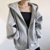 Autumn Winter Women's Fleece Sweatshirt Thickened Hooded Zip-up Loose Sweatshirt