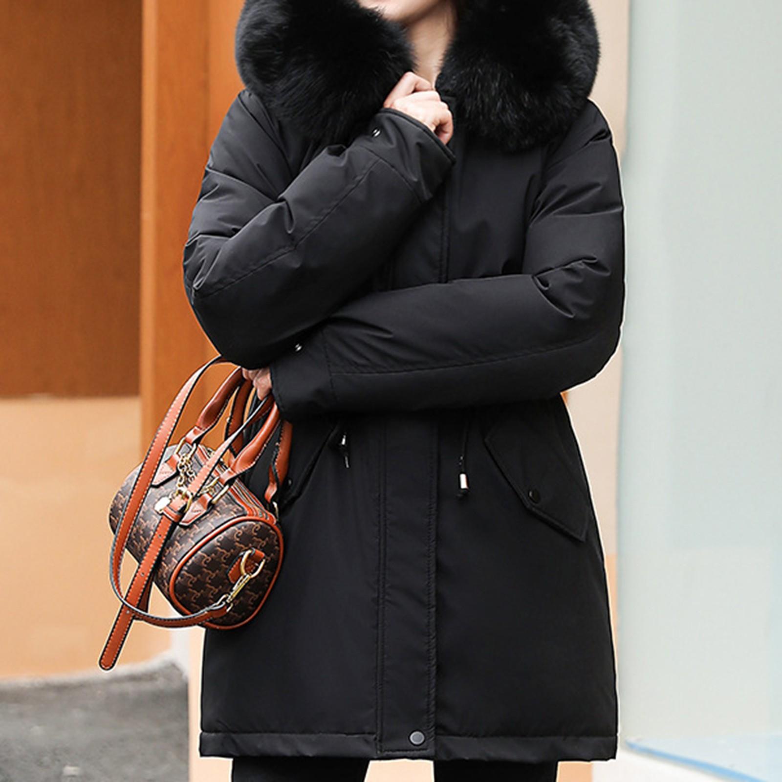 

Женская повседневная теплая универсальная куртка из утолщенного хлопка с большим воротником L чёрный