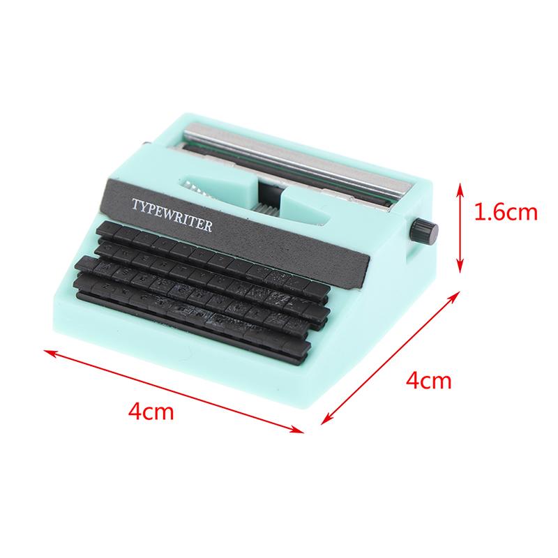 1:12 Miniature Vintage Typewriter Telephone Metal Model for Study Work Living Room Dollhouse Furniture Toys Doll House Decor