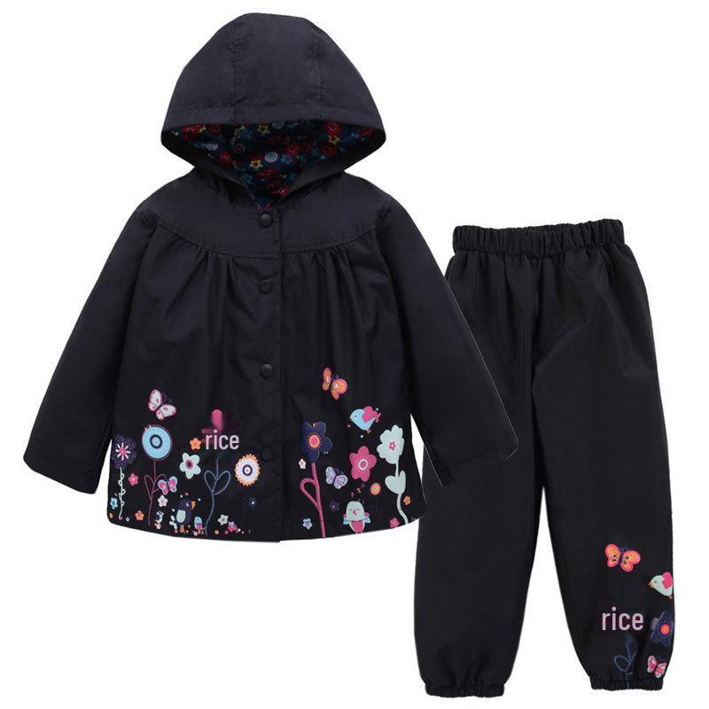 Girls' Cute Flower Windproof Waterproof Hooded Jacket - Kids Spring/Autumn 2016 Collection