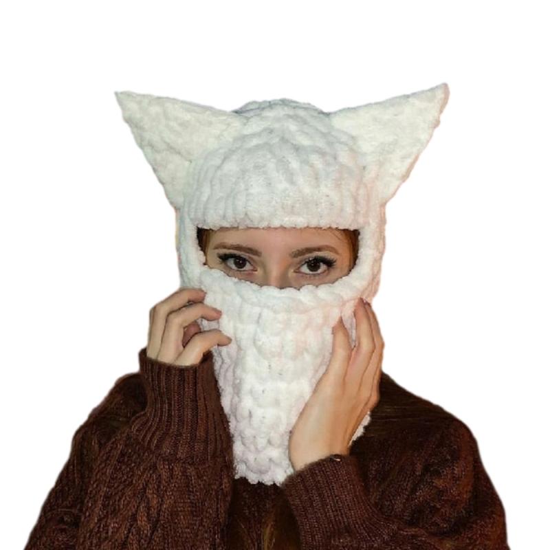 Girls Cat Ear Hat Y2K Knitted Hat Cute Cat Ear Gifts Warm Hat Adult Children Knitted Chenille Yarn Halloween Photo Props