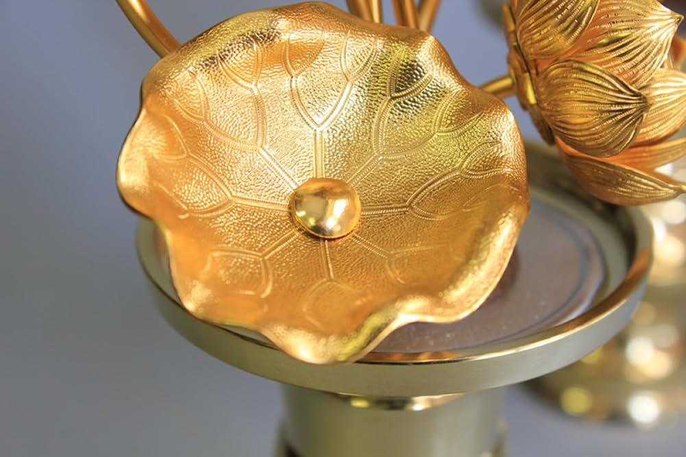 Matsuyama Shinto Buddhist Supplies Store Tokobana Set with Vase, Size 5, 7-Stem, Pair (Set of 2), Buddhist Flowers, Aluminum Flowers, Brass Vase, Gold