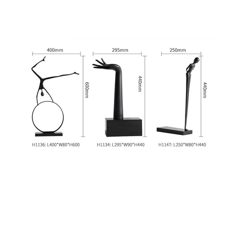 Light Luxury Black Metal Sports Figures Wrought Iron Sculpture Dance Pose Yoga Figure Living Room Decoration Home Decoration