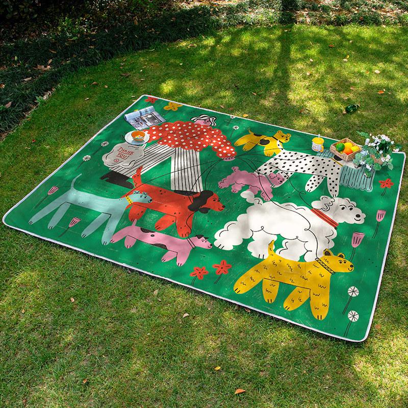 Little Adventurer Picnic Mat Moisture-proof Mat Picnic Cartoon Outing Puppy Spring Outing Portable Waterproof Insulated Lawn Mat