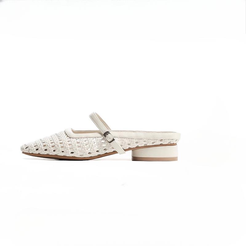 

Обувь, увеличивающая рост, Толстокаблучные шлепанцы с вырезами, Женская верхняя обувь 40 бежевый