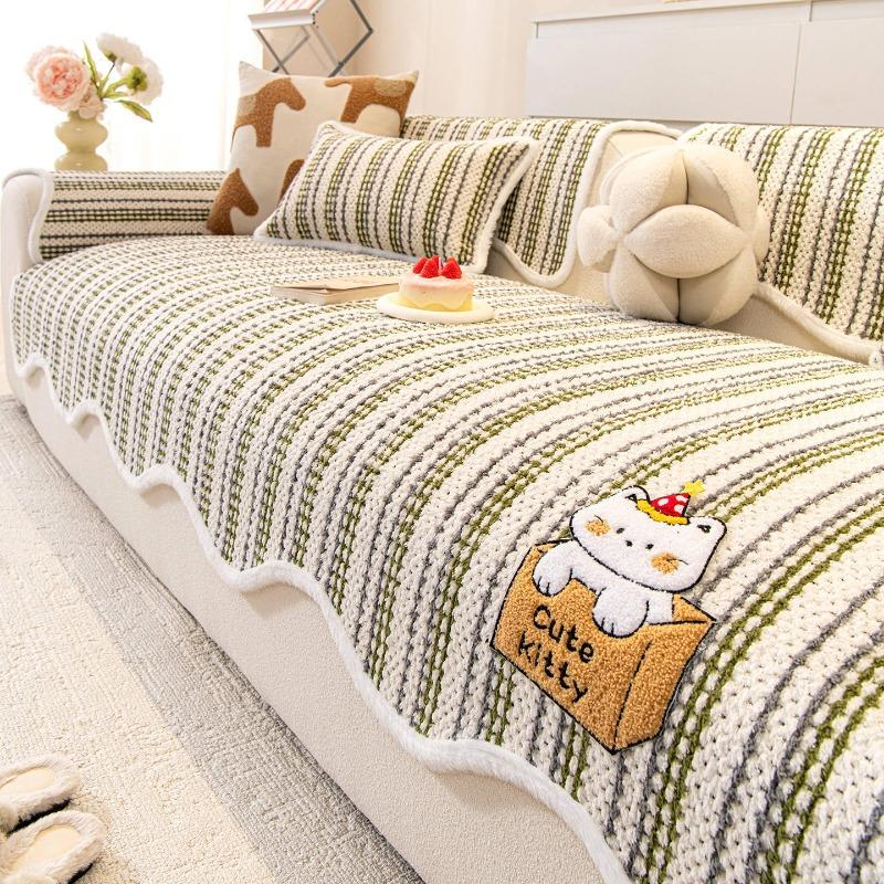 Cartoon Sofa Cover Cloth Thickened New Fixed Anti Slip Cushion One-Piece Laying Sofa Cover Soft Autumn And Winter Seasons
