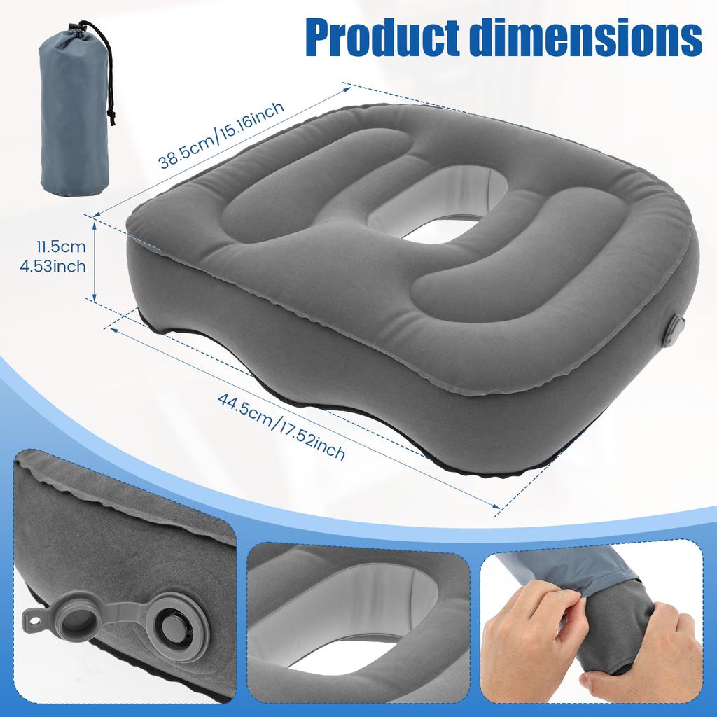 Inflatable Seat Cushion High Elasticity Perforated Pressure Ulcer Cushion Portable Office Cushion for Car Air Travel Office
