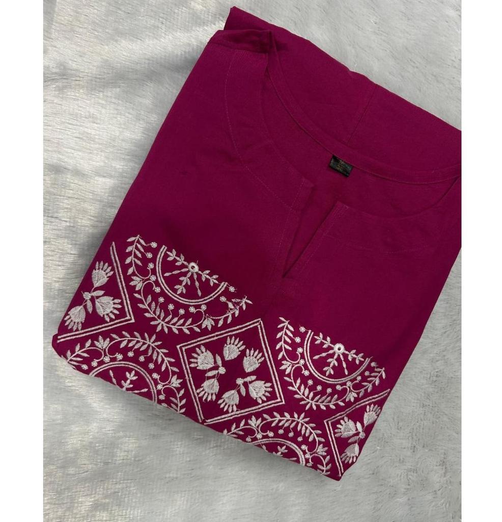 Conjunto de Pantalón y Kurta Bordado de Diseñador para Mujer Top Túnica India Bollywood Traje de Algodón Kurti Salwar