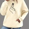 Women's Autumn and Winter and Loose Casual Heart-shaped Printed Velvet Long Sleeved Hooded Sweatshirt