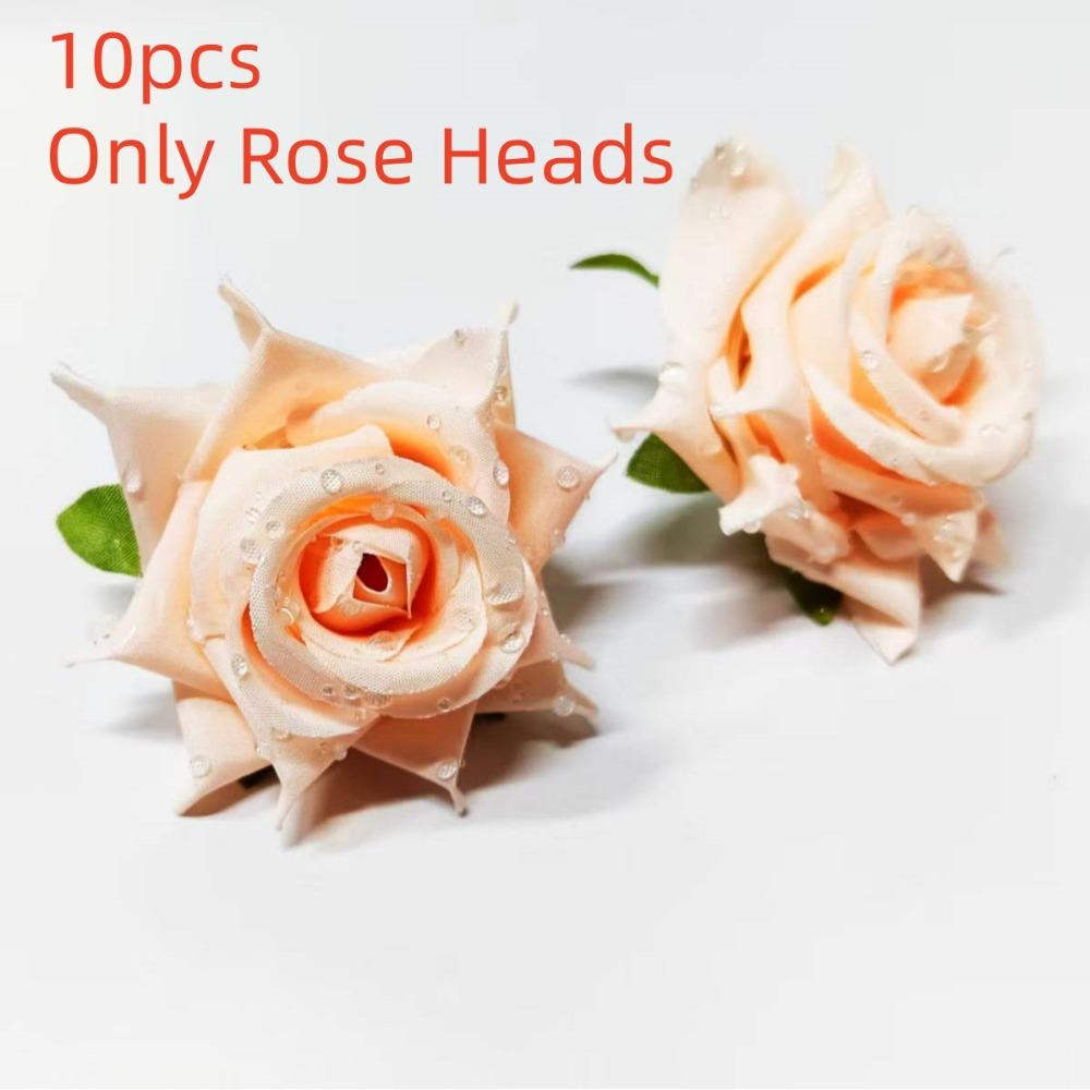 10pcs 3D Dew Drops Artificial Rose DIY Elegant Flower Arrangement  Home Decor