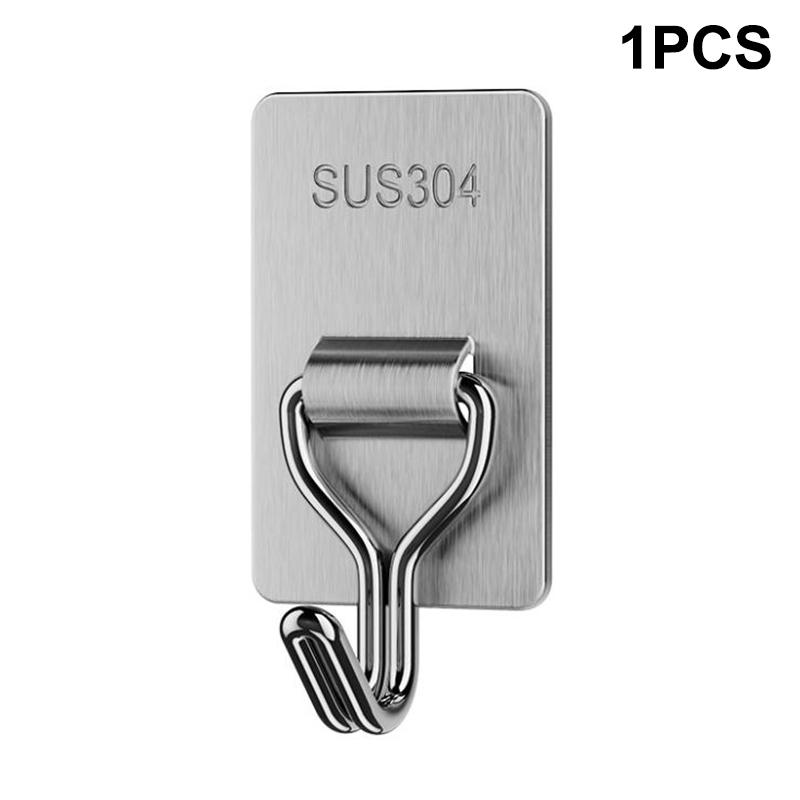 

Настенные крючки из нержавеющей стали 304, самоклеящиеся, сверхпрочные, для полотенец, пальто, сумок, водонепроницаемые крючки, фурнитура для ванной комнаты и кухни 1pcs