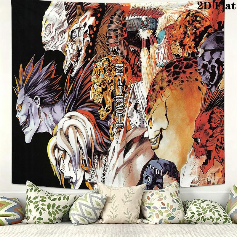 Death Note Anime Wall Tapestry Aesthetic Wall Hanging Printed Fabric Blanket Decorative Tapestries for Bedroom Living Room Home Decor