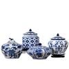 Achtkante Blauw Witte Jingdezhen Porseleinen Pot Keramische Opslag Thee En Snacks Container Elegante Display Huis Keukengerei