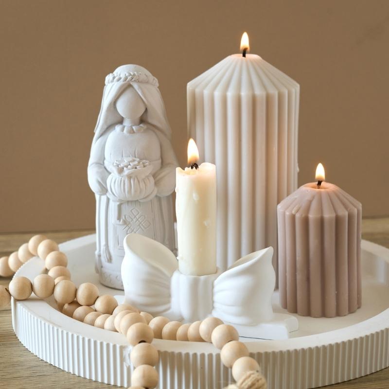 Silicone Molds 3D Bows Candlestick Molds DIY Bowtie Candle Holder Molds Plasters Molds Castings Mould Home Decoration