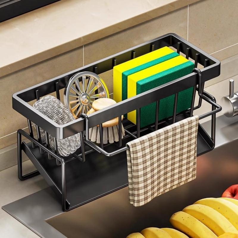 Kitchen Accessories Stainless Steel Sink Drain Rack Sponge Storage Faucet Holder Soap Drainer Towel Rack Shelf Organizer