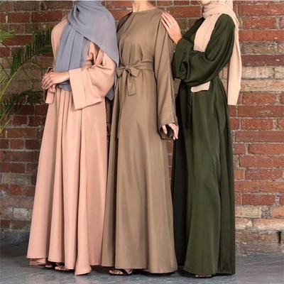 Women Muslim Dresses Solid Color Floor Length Long Sleeve Robes Cardigan Ramadan