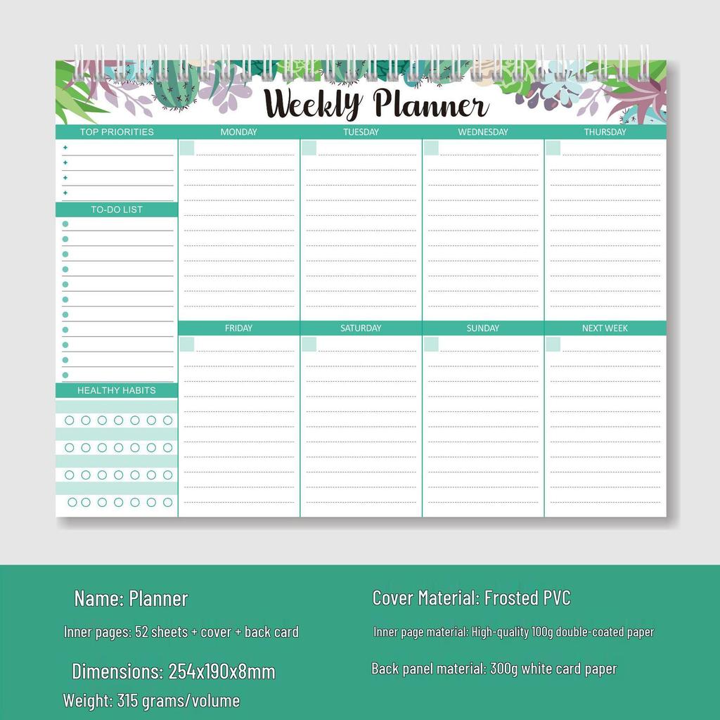 Simple Weekly Planner: Spiral-Bound Sticky Note Pad for Daily Planning
