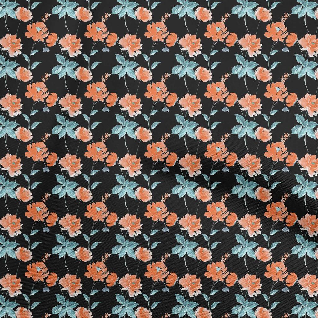 oneOone Cotton Flex Medium Blue Fabric Floral Sewing Fabric By The Yard Printed Diy Clothing Sewing Supplies 40 Inch