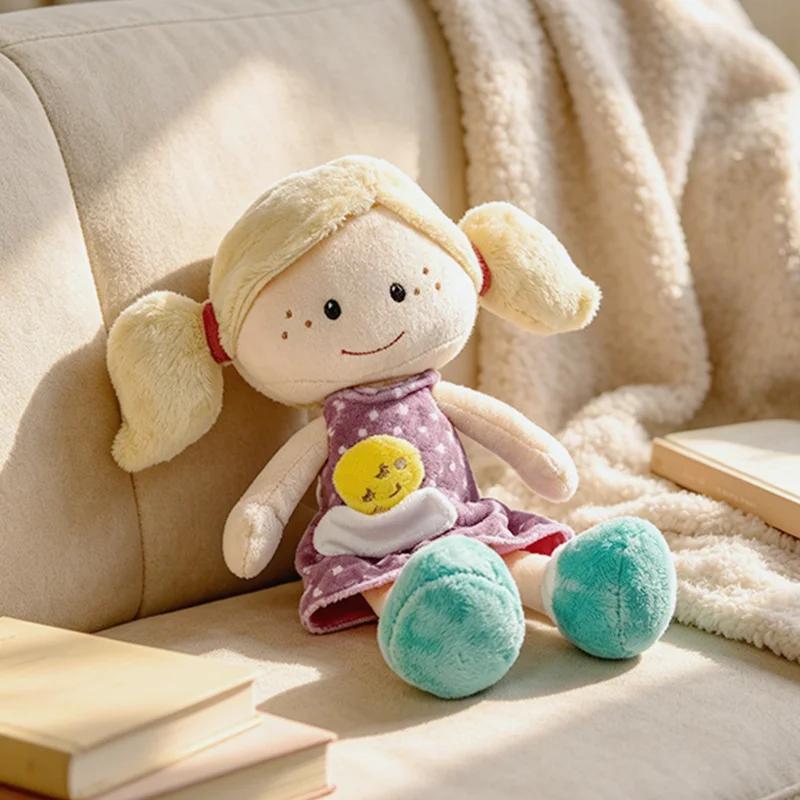 Dress Up Girl Plush Toy Collection 4 Styles Freckled Face Soft Fluffy Stuffed Rag Doll for Home Decor Gift Ornament Girl