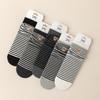 5/10 Pairs Casual Autumn Winter Embroidered Socks for Women Cute Cartoon Bear Mid Calf Socks Academic Style Striped Sweat Absorbing Cotton Socks