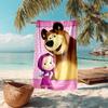 Fairy tale cute cartoon Masha and the Bear beach towel, outdoor camping beach towel for vacation swimming, outdoor pool, absorbent bath towel, H3