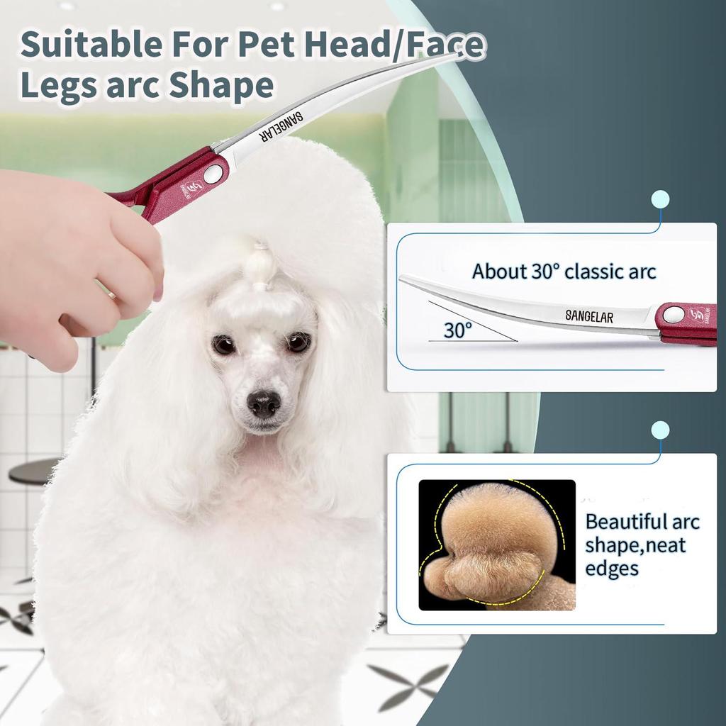 SANGELAR 7-calowe zakrzywione nożyczki do pielęgnacji zwierząt Premium Pet Grooming (Opcje wielokolorowe, dwustronne zastosowanie)