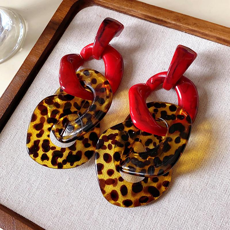 Trend Acrylic Geometric Leopard Print Circle Earring for Women Creative Irregular Colorful Round Drop Earrings 2025 Jewelry