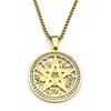 Tetragrammaton Jewish Hebrew Necklace for Women Men Stainless Steel Rhinestones Star Pentagram Talisman Chain Jewelry Gift