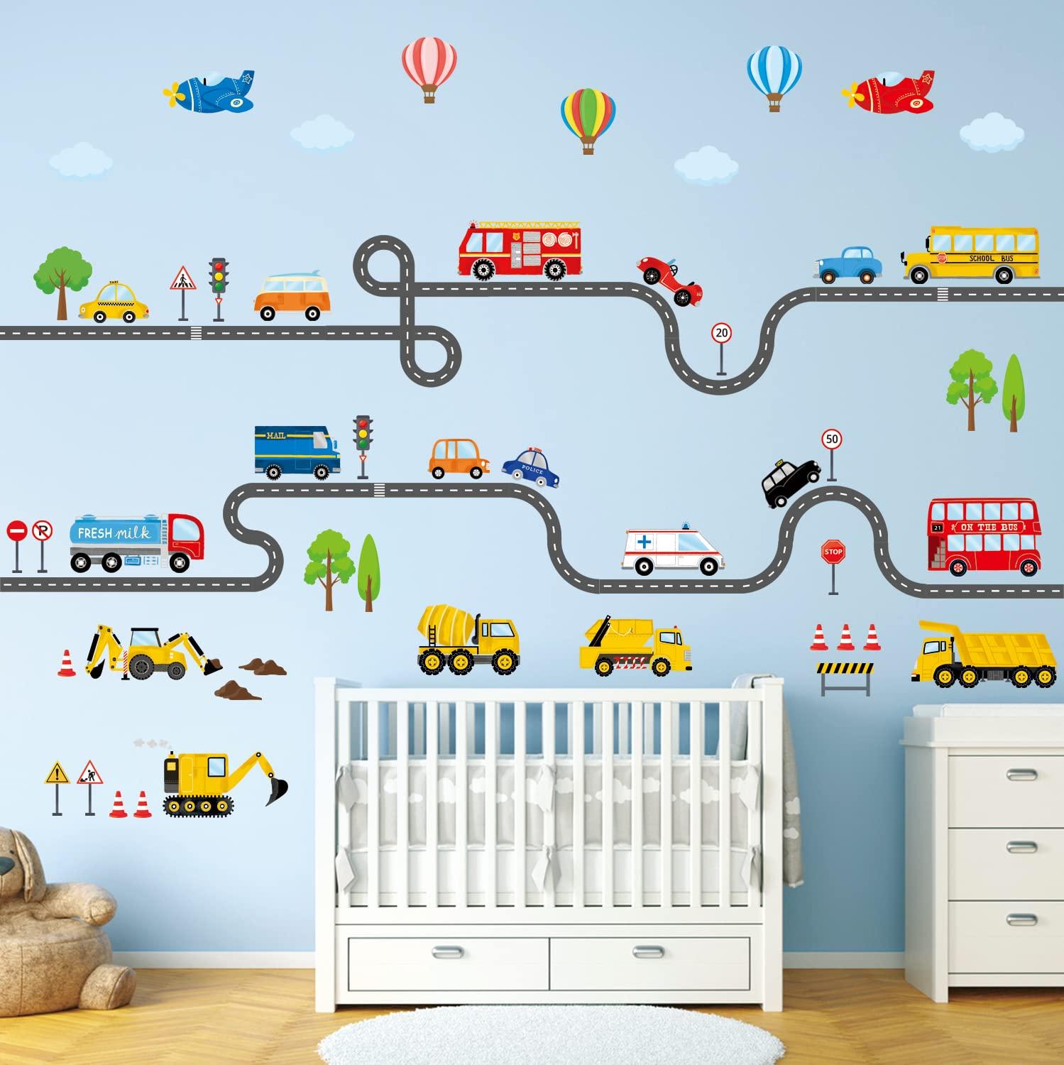 

DECOWALL Transportation and Roads Wall Stickers Decorative Tractors Kids DIY Wall Transfer Stickers Wall Art Stickers for Bathroom Room Living Nordic