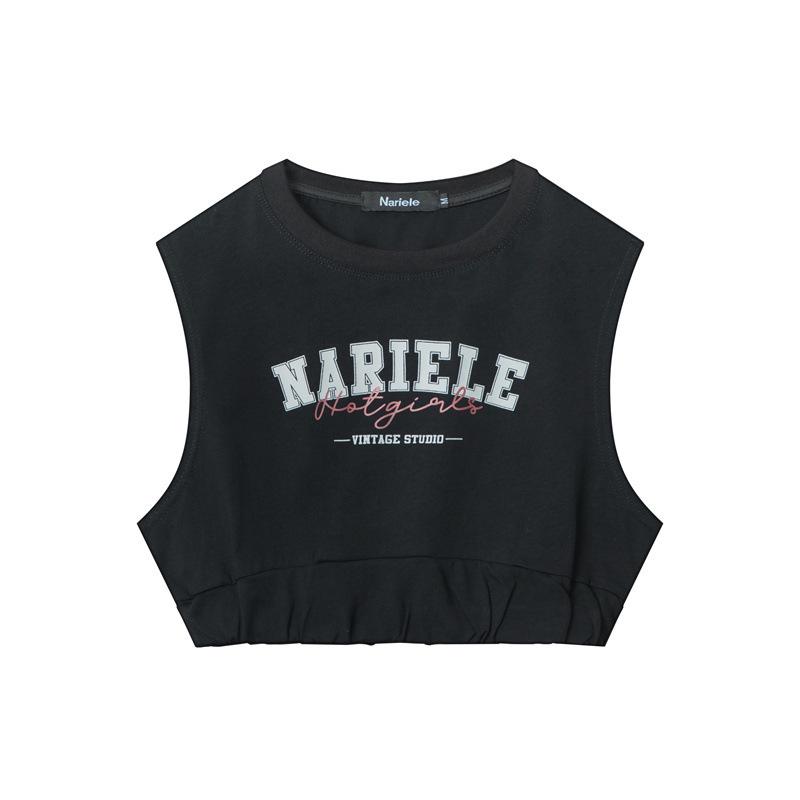 

HeyHenry Ретро Лето 2025 Горячая Девушка Кроп-Топ - Безрукавная Приталенная Майка Large чёрный