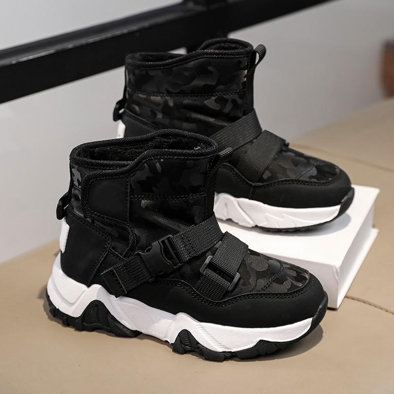 28-38 Children's Winter Plus Plush Warm Snow Boots Cotton Boots Fashionable Waterproof Sports Shoes