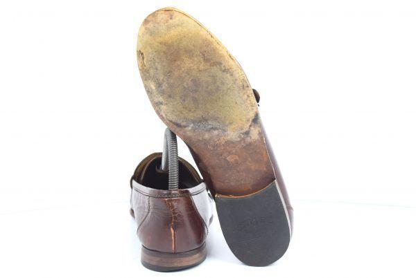 Camel Boots Braided Leather Tassel Loafer 24.5-25.0/6.5 Dark Brown Intrecciato Dress Shoes(USED)