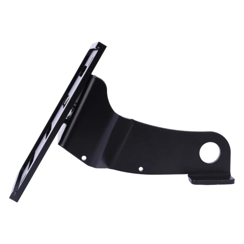 Bolt-On Motorcycle License Plate Bracket, Side-Positioned Rear Plate Mount Black Aluminum and Multiple Slots