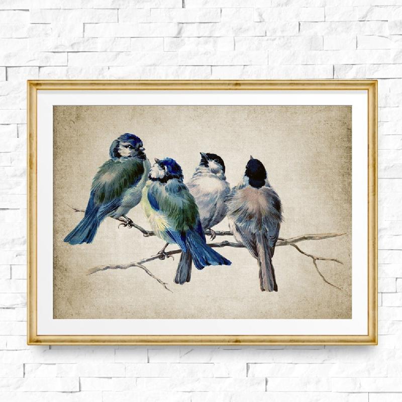 Decorazioni per la Casa Vintage Pittura su Tela Uccelli Stampe d'Arte da Parete Poster e Stampe Retrò per Camera da Letto Decorazioni per la Casa