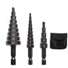 Spiral Groove Step Drill Black 3-piece Set Small 3-piece Straight Groove Triangular Handle Nitrided Pagoda Drill Step Drill Drilling