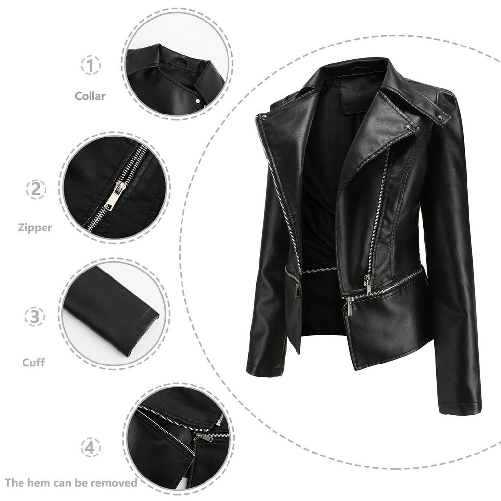 Women's European Size Leather Jacket with Detachable Hem - New Spring & Autumn Fashion 2023