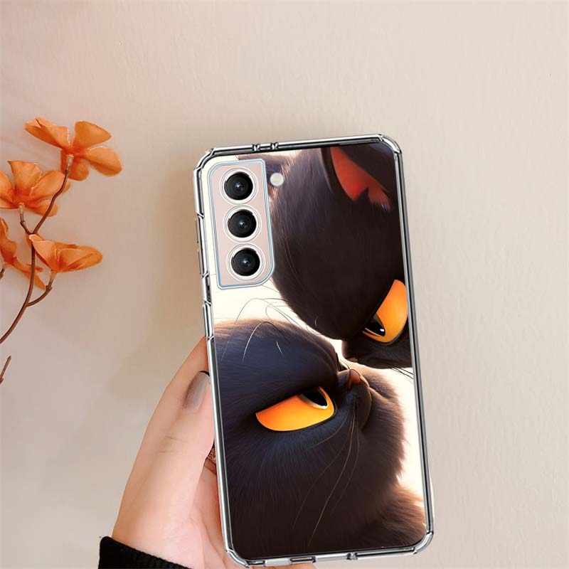 

Two Black Cats Playing Clear Phone Cases for Samsung S26 Ultra Galaxy S25 Edge S24 S23 FE S21 Plus S20 S22 S10 Cover Patterned C Samsung S25